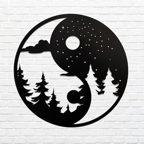 1 x Tai-Chi-Metall-Wandkunst für den Außenbereich, rostfrei, Wandskulptur, ideal für Garten, Haus, Bauernhaus, Terrasse und Schlafzimmer
