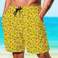 Herren Tier Grafik-Drucke Kleine gelbe Ente Badeshorts Boardshorts Badeshorts Badehose Schwimmshorts Mittlere Taillenlinie Hawaiianisch Boho Casual Täglich Festtage Kordelzug mit Mesh-Futter