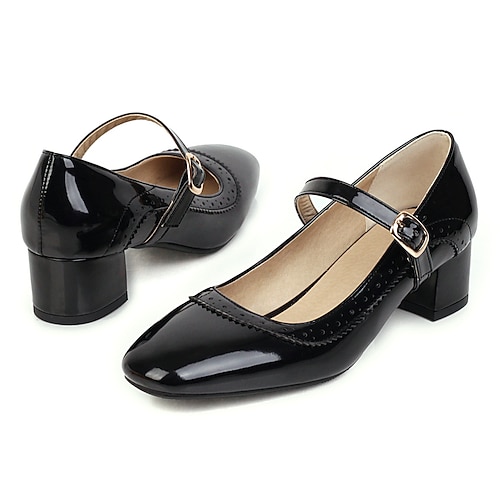 Retro Vintage 1950er Goldene Zwanziger Schuhe Mary-Jane-Schuhe Klobige Absätze Schnalle Einfarbig Kostüm Damen Alltagstauglich Junggesellinnenabschiedsparty Erwachsene Schuhe Frühling Herbst Image