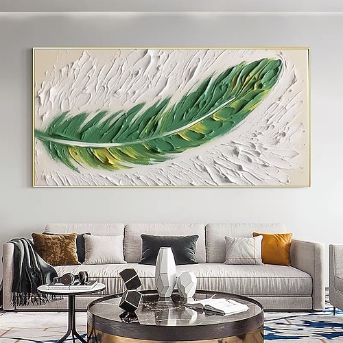 Großes Wandkunstgemälde, handgefertigtes Federölgemälde, handgemaltes schweres Texturgemälde, abstraktes Kunstwerk für Wohnzimmer, Heimdekoration, Dekor, gerollte Leinwand Image