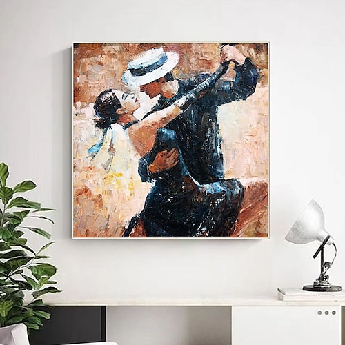 Tango-Leinwand-Kunst, handgemaltes Ölgemälde, Romantik-Tanz-Wandkunst, Romantik-Paar-Wandkunst, tanzendes Paar, Leinwand für Heimdekoration, ohne Rahmen Image
