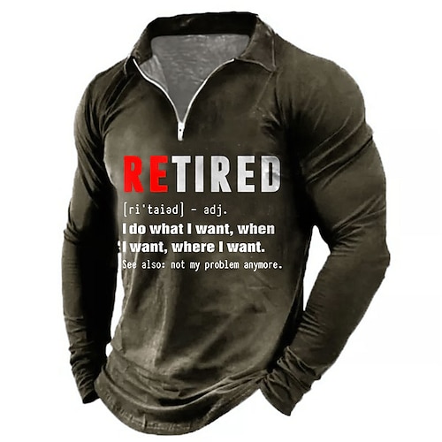 Herren Lustiges Rentner Langarm Quarter-Zip Shirt mit dem Slogan 'Nicht mehr mein Problem' Definition Image