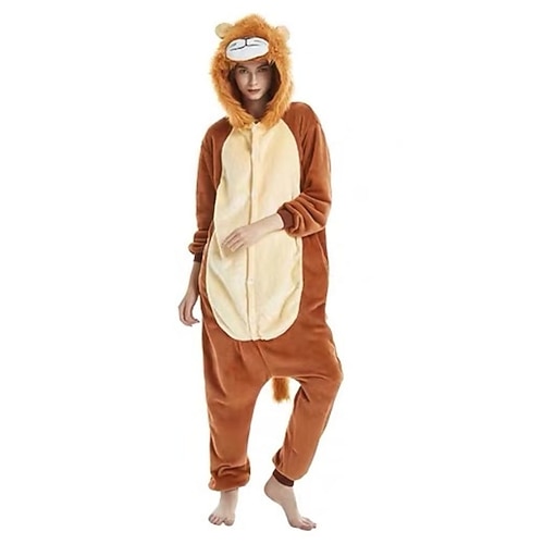 Karnevalskostüm Tier Löwe Zeichentrick Karneval Kigurumi-Pyjamas Ausgefallene Kostüme Onesie-Kostüm Warm Lustiges Kostüm Bequem Erwachsene Unisex Männer und Frauen Halloween Karneval Leistung Party