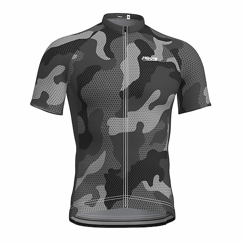 Herren Radtrikot Geometrisch Tarnung Kurzarm Fahhrad Trikot Oberteil mit 3 Gesäßtaschen Mountainbike MTB Straßenradsport Schnelltrocknend Reflektierende Streifen Rückentasche Feuchtigkeitsableitend Image