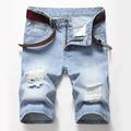 Herren Jeans Jeans-Shorts Kurze Jeans Tasche Zerrissen Glatt Komfort Atmungsaktiv Täglich Ausgehen Vintage Modisch Blau Dunkelblau