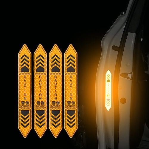 4 Stück Autotür-Warnaufkleber, Nachtsicht, reflektierendes Klebeband, Türaufkleber, dekorative Aufkleber, Karosserie, reflektierender Streifen, Autozubehör