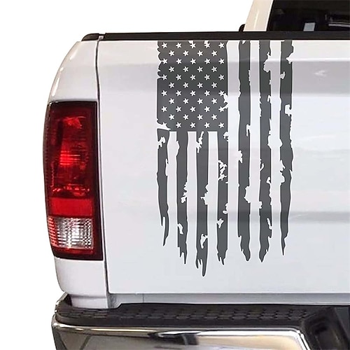 Vinyl-Aufkleber für die Heckklappe mit amerikanischer USA-Flagge, kompatibel mit den meisten Pickup-Trucks und den meisten Fahrzeugen Image