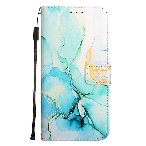 Handy Hülle Handyhüllen Für Samsung Galaxy S25 S24 S23 S23 FE S22 S21 Ultra Plus A54 A33 A23 A12 Brieftaschenhülle Vollschutz Kartensteckplatzhalter Stoßfest Grafik Marmor TPU PU-Leder Image