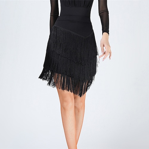 Latein-Tanz Röcke Quaste Pure Farbe Damen Ausbildung Party Hoch Terylen Image