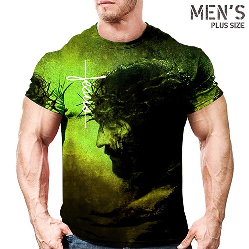 Herren Übergröße T Shirt Groß und hoch Graphic Rundhalsausschnitt Bedruckt Kurzarm Frühling Sommer Vintage Modisch Strassenmode Basic Casual Sport Oberteile Image