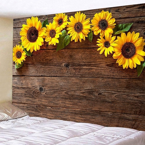Wandteppich Kunst Dekor Decke Vorhang Picknick Tischdecke hängen zu Hause Schlafzimmer Wohnzimmer Wohnheim Dekoration Polyester Sonnenblume Schönheit Ansichten Wandtuch XXL Natur Image
