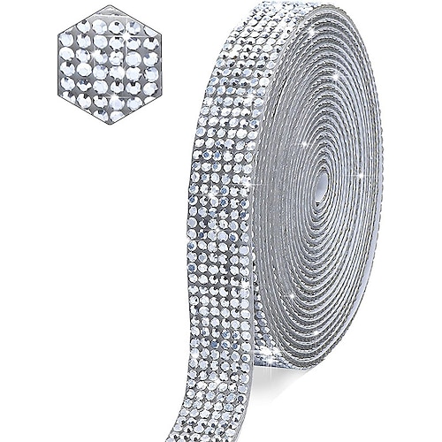 Bling Kristallbohrer Strass Glänzende bunte künstliche Diamanten Autoaufkleber Handgemacht Diy Auto Dekoration 1 Yard 91cm Weihnachtsgeschenk Image