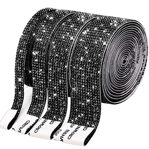 Bling Kristallbohrer Strass Glänzende bunte künstliche Diamanten Autoaufkleber Handgemacht Diy Auto Dekoration 1 Yard 91cm Weihnachtsgeschenk Image