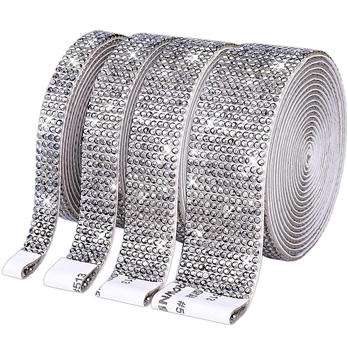 Bling Kristallbohrer Strass Glänzende bunte künstliche Diamanten Autoaufkleber Handgemacht Diy Auto Dekoration 1 Yard 91cm Weihnachtsgeschenk Image