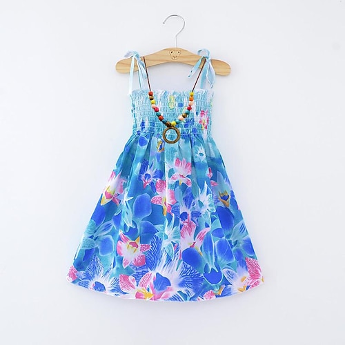 kinderkleidung Mädchen Kleid Blumen Tier Karikatur Ärmellos Casual Aktiv Täglich Baumwolle Knielang Blumenkleid Sommerkleid Sommer Frühling 4 Jahre 8601 Regenbogenstange 8602 orange 8602 lila Image