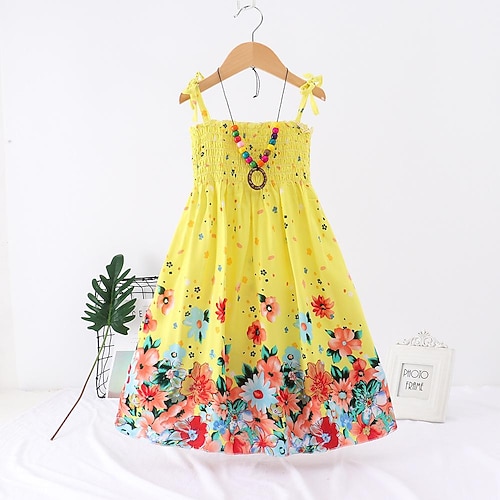 kinderkleidung Mädchen Kleid Blumen Tier Karikatur Ärmellos Casual Aktiv Täglich Baumwolle Knielang Blumenkleid Sommerkleid Sommer Frühling 4 Jahre 8601 Regenbogenstange 8602 orange 8602 lila Image