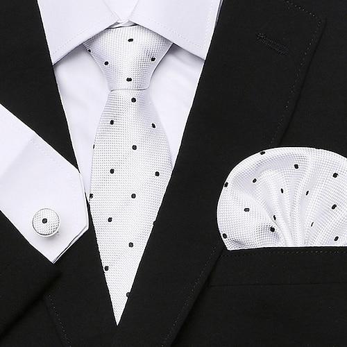 Herren Krawatten Einstecktuch Manschettenknöpfe Sätze Büro Hochzeit Formaler Stil Klassisch Plaid Täglich Veranstaltungen