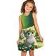 kinderkleidung Mädchen Kleid Graphic Blumen Katze Ärmellos Outdoor Casual Modisch Kuschelig Täglich Polyester Übers Knie Casual kleid A Linie Kleid Tank-Top Kleid Sommer Frühling 3-12 Jahre Hellgrün