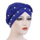 Frauen Mode Perlen muslimischen Schal Hijabs Hut Frauen Indien Hut feste Turban Hut Wickelkappe Kopftuch Kopftuch Hut weibliche Haarschmuck