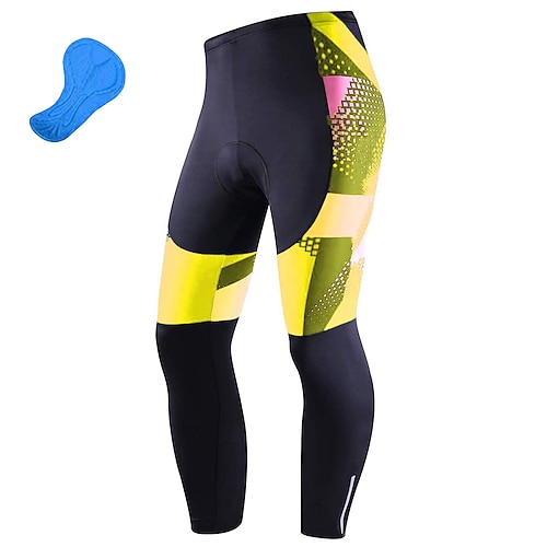 Herren Geometrisch Fahrradhose Fahhrad Unterteile Mountainbike MTB Straßenradsport Sport 3D-Polster Radfahren Schnelltrocknend Feuchtigkeitsableitend Gelb Rot Spandex Bekleidung Fahrradbekleidung Image