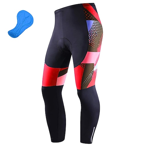 Herren Geometrisch Fahrradhose Fahhrad Unterteile Mountainbike MTB Straßenradsport Sport 3D-Polster Radfahren Schnelltrocknend Feuchtigkeitsableitend Gelb Rot Spandex Bekleidung Fahrradbekleidung Image