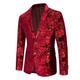 Schwarz-goldener Party-Blazer für Herren aus glitzerndem Paisley-Samt, reguläre Passform, Blumenmuster, einreihig, zwei Knöpfe, Schwarzgold, Rot, Silber, Königsblau, Lila, Fuchsia, Grün, 2024