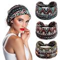 3 Stück breite Boho-Stirnbänder für Damen und Mädchen, elastische Turban-Kopfwickel, rutschfeste Haarbänder für Sport, Yoga und Laufen, 3er-Pack