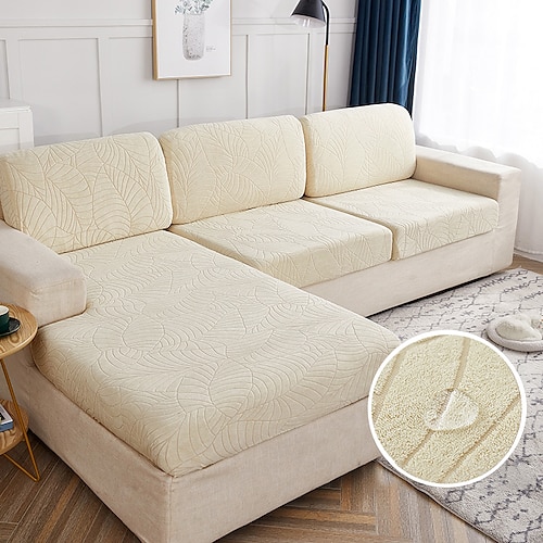 Stretch-Sofa-Sitzkissenbezug, wasserabweisend, weinrot, Jacquard-Schonbezug, elastisch, Couch-Sessel, Loveseat, 4- oder 3-Sitzer, grau, uni, einfarbig, weich, strapazierfähig, waschbar Image