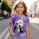 Mädchen 3D Hund T-Shirt Hemd Rosa Kurzarm 3D-Druck Sommer Aktiv Modisch Kuschelig Polyester kinderkleidung 3-12 Jahre Rundhalsausschnitt Outdoor Casual Täglich Regular Fit
