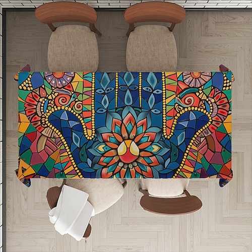 Hamasa-Hand-Ramadan-Rechteck-Tischdecke, wasserdichte rechteckige Tischdecke für das Essen in der Küche Image