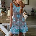 Damen Mini Kleid Petite Kleid Sonnenkleid Shift Kleid Tank Kleid Aktive Tropische Mode Outdoor Urlaub Ausgehen Reguläre Passform Floral Ärmellos U-Ausschnitt Pink Blau Orange Sommer Frühling