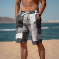 Herren Sweatshorts Kurze Hose Strandshorts Kurze Hosen Frottee-Shorts Kordelzug Elastische Taille 3D-Druck Schottenstoff Kariert Grafik-Drucke Geometrie Atmungsaktiv Weich Kurz Täglich Festtage