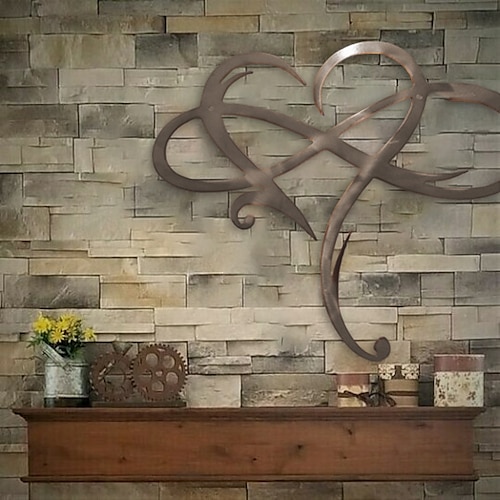 Unendlichkeitsherz-Wanddekoration, einzigartige Unendlichkeitsherz-Metallkunst-Wanddekoration, Liebesschild, Stahlwandtafeln, Schlafzimmerornamente für Zuhause, Hochzeitsdekor, Zimmer, Wohnzimmerdekoration Image