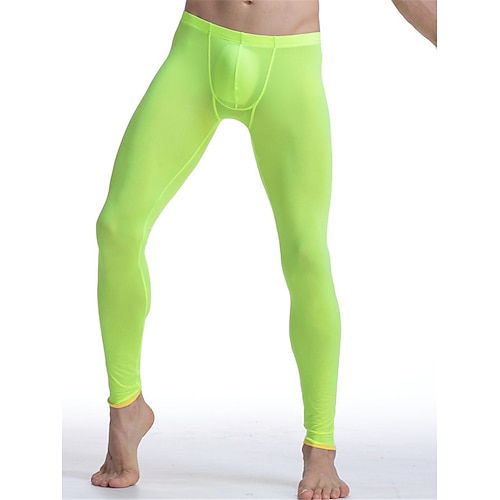 Herren Lange Unterhosen Thermounterwäsche Thermohose 1 pcs Glatt Modisch Brautkleider schlicht Komfort Heim Täglich Bett Nylon Warm Lange Unterhosen Elastische Taille Herbst Winter Schwarz Weiß Image