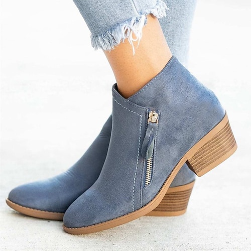 lässige Damenstiefeletten aus Wildleder mit seitlichem Reißverschluss – bequem und stylisch für den Alltag Image