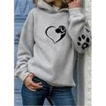 Damen Hoodie Sweatshirt Kapuze Zur Seite fahren 100% Baumwolle Herz Hund Täglich Sport Bedruckt Blau Grün Grau Aktiv Strassenmode Mit Kapuze Langarm Ohne Futter Mikro-elastisch Herbst Winter