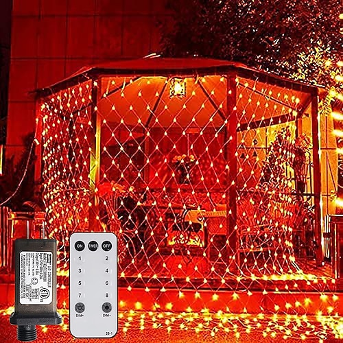 Netzlichter Außen Deko 9 Farben 8 Modi Fernbedienung wasserdicht verbindbar 6m x 4m 3m x 2m 1,5m x 1,5m für Außen Garten Party Deko (Lila Rot) 672/192/96 LEDs 31V Image