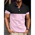 Herren Poloshirt Polos mit Knöpfen Casual Sport Kargen Kurzarm Modisch Basic Farbblock Patchwork Sommer Regular Fit Rosa Rote Königliches Blau Blau Braun Grün Poloshirt