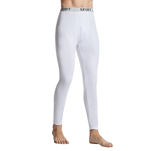 Herren Lange Unterhosen Thermounterwäsche Thermohose Glatt Stilvoll Brautkleider schlicht Komfort Heim Täglich Polyester Komfort Hose Sommer Frühling Schwarz Weiß Image