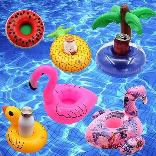 Mini-Wasseruntersetzer, die aufblasbaren Becherhalter schwimmen, Schwimmbecken, Getränk, Schwimmer, Spielzeug, aufblasbare Kreis-Pool-Untersetzer, Schwan, Flamingo, 15 Stück Image