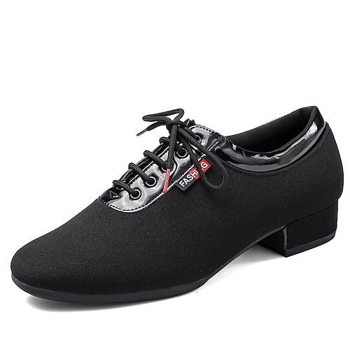 Schwarze Oxford-Tanzschuhe für Herren – atmungsaktives Canvas-Schnürschuhwerk für Gesellschafts- und Lateintanz Image