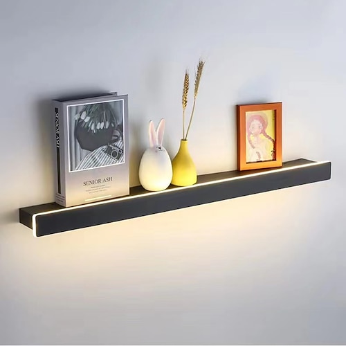 minimalistisches langes Wandlampenregal, 60/80/100/120 cm, moderne LED-Hintergrundwandlampe, Wohnzimmer, Schlafzimmer, Nachttisch, Aluminium-Innenwandleuchte, Beleuchtungsleuchte 110–240 V Image