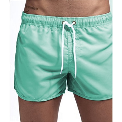 Herren Boardshorts Badeshorts Badehose Schwimmshorts Bademode Elastische Taille Feste Farbe Schnelltrocknend Kurz Täglich Fitnessstudio Baden Schick Modern Casual / sportlich Schwarz Weiß Image