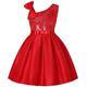 kinderkleidung Mädchen Party Kleid Feste Farbe Ärmellos Leistung Hochzeit Pegeant Elegant Süß Baumwolle Übers Knie abendkleider Kleid mit Blumenstickerei A Linie Kleid Sommer Frühling 3-10 Jahre Rote