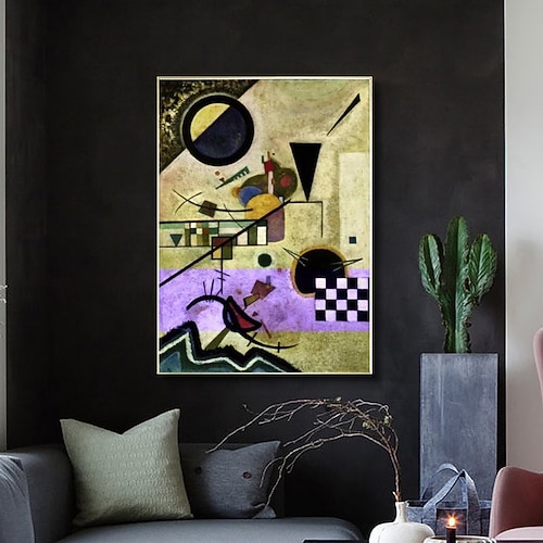 handgefertigtes Ölgemälde auf Leinwand, Wandkunst, Dekoration, Wassily Kandinsky, abstrakt für Wohnkultur, gerolltes, rahmenloses, ungedehntes Gemälde Image