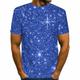 Herren Shirt T shirt Tee Party Wear T Shirts Graphic 3D Rundhals Silber Custom Print Blau Gold Braun 3D Print Casual Daily Short Sleeve Print Kleidung Kleidung Streetwear