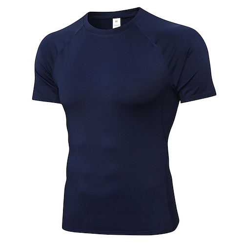 Herren Kompressionsshirt Laufshirt Kurzarm T-Shirt Sportlich Athleisure Sommer Frühling Herbst Einfarbig Spandex Schnelltrocknend Weich Feuchtigkeitsableitend Atmungsaktiv Fitnesstraining Aufführung Image