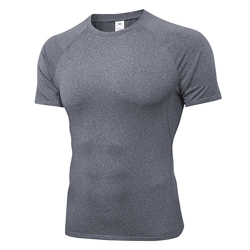 Herren Kompressionsshirt Laufshirt Kurzarm T-Shirt Sportlich Athleisure Sommer Frühling Herbst Einfarbig Spandex Schnelltrocknend Weich Feuchtigkeitsableitend Atmungsaktiv Fitnesstraining Aufführung Image
