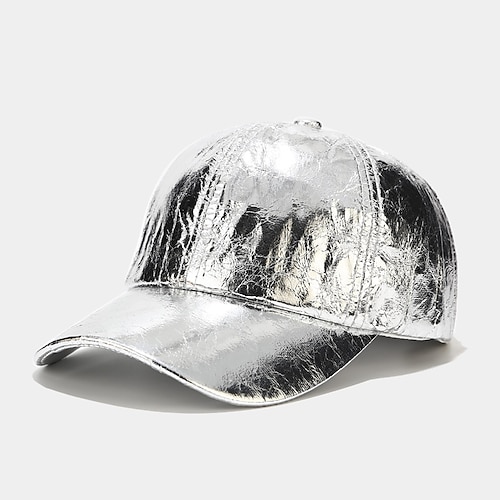 Plissee-PU-Baseballmütze, Unisex, Mann, Frau, funkelnder, verstellbarer Outdoor-Hysteresenhut, bunter Schirmmütze, Bühnen-Hip-Hop-Hut Image