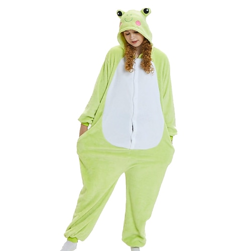 Karnevalskostüm Tier Frosch Zeichentrick Karneval Kigurumi-Pyjamas Ausgefallene Kostüme Onesie-Kostüm Warm Schlafanzug Lustiges Kostüm Erwachsene Paar Herren Damen Weihnachten Halloween Karneval